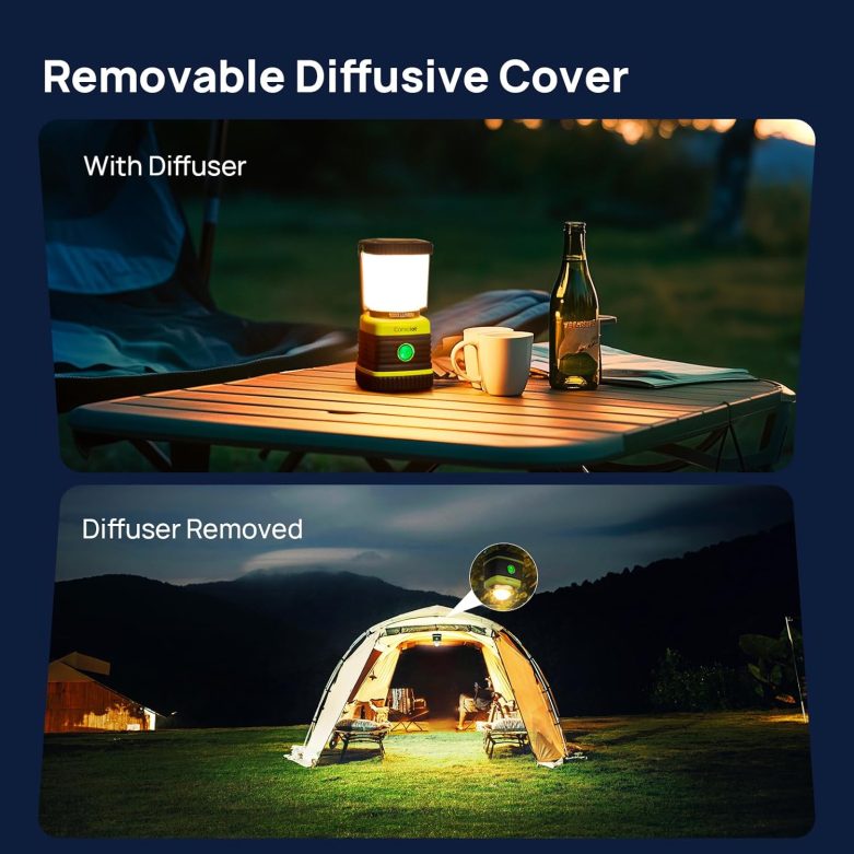 LED Camping Lantern Rechargeable, Consciot Camping Lights, 1000LM, 4 Light Modes, 4400mAh Power Bank, IPX4 Waterproof, Dimmable Tent Lights for Emergency, Power Outages, USB C Cable Included, 2 Pack - Image 5