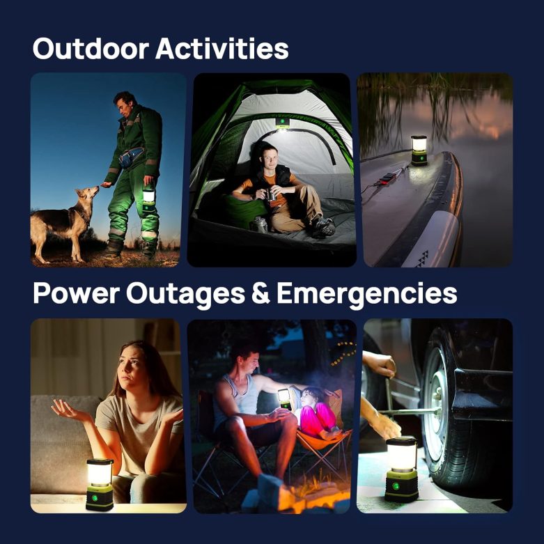 LED Camping Lantern Rechargeable, Consciot Camping Lights, 1000LM, 4 Light Modes, 4400mAh Power Bank, IPX4 Waterproof, Dimmable Tent Lights for Emergency, Power Outages, USB C Cable Included, 2 Pack - Image 8